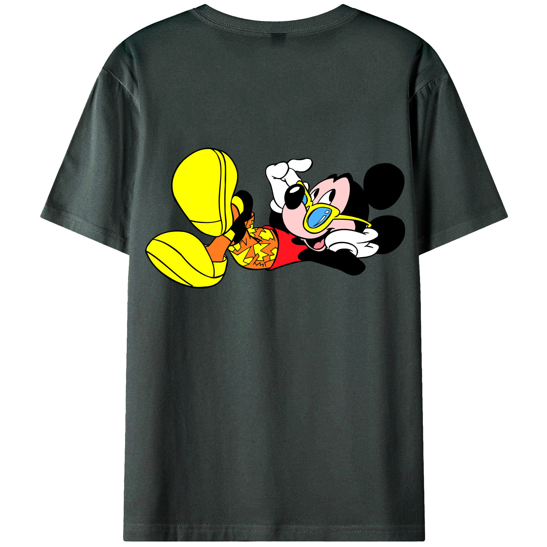ミッキーマウス Mickey Mouse 綿100％ メンズ半袖Tシャツ（バックプリント） 通気性